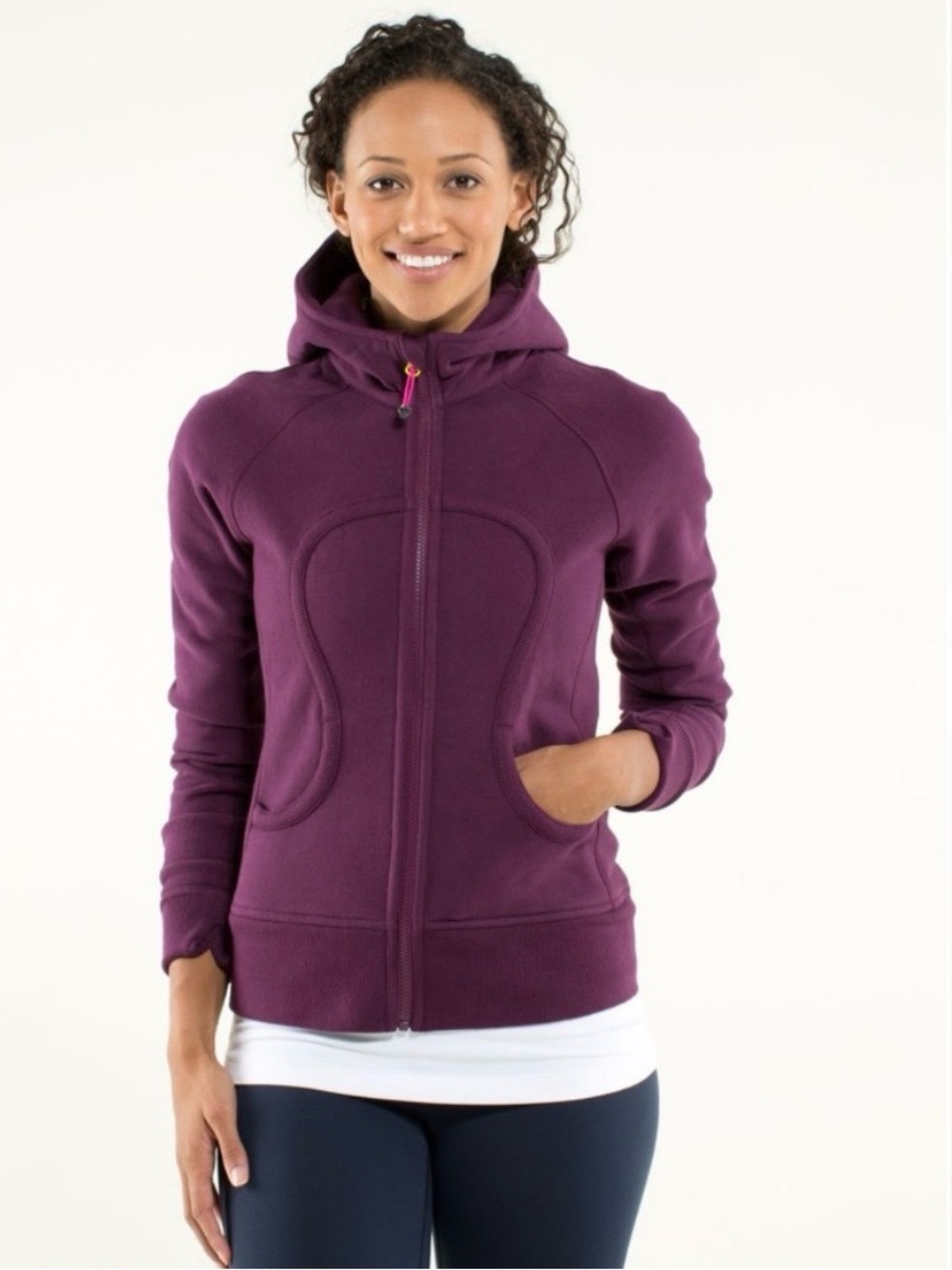 Lululemon Scuba Hoodie Stretch Lined Hood in Plum and Gold Size 12
